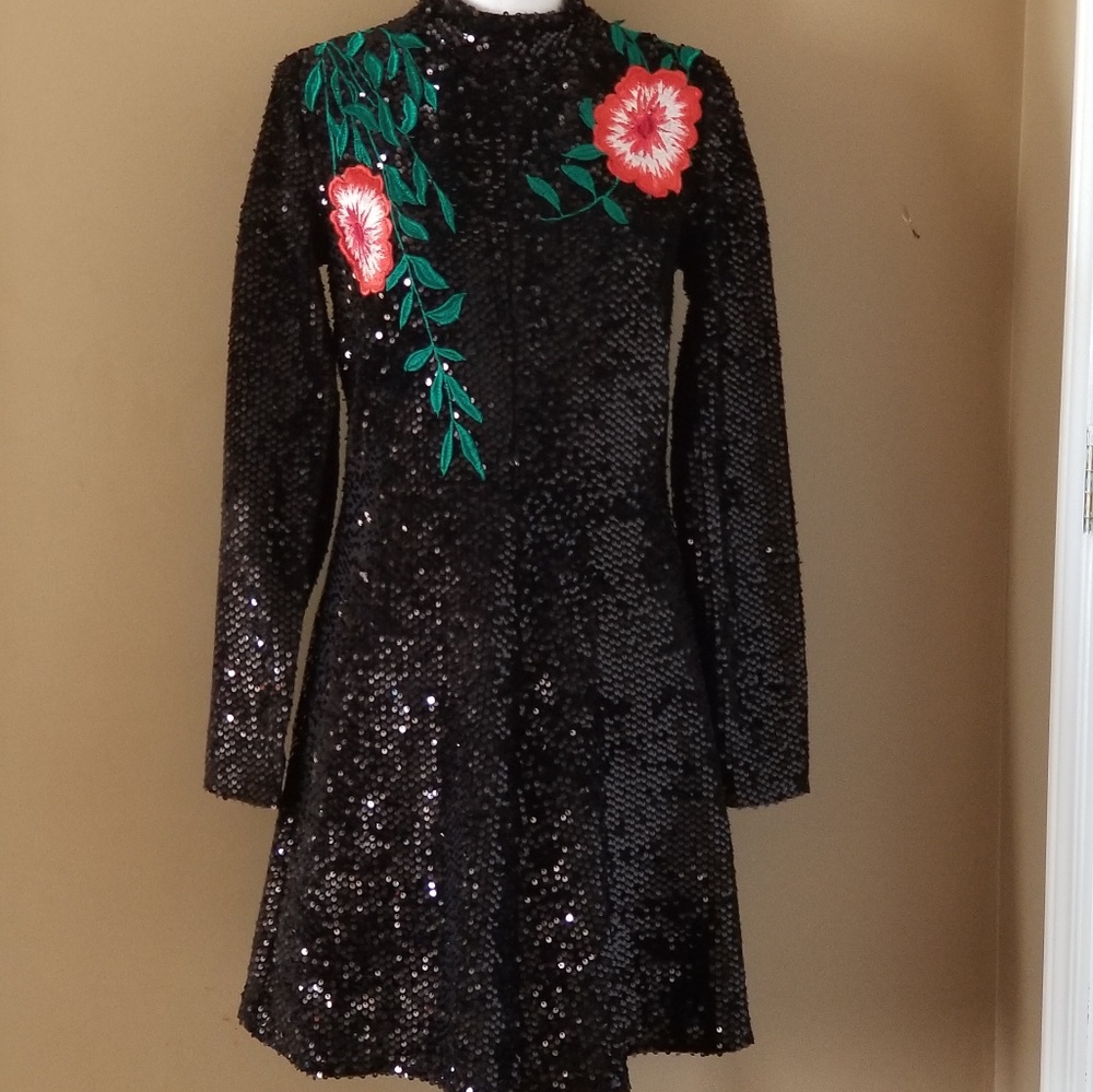 Beautiful Black Sequins Sample Tahini Dress